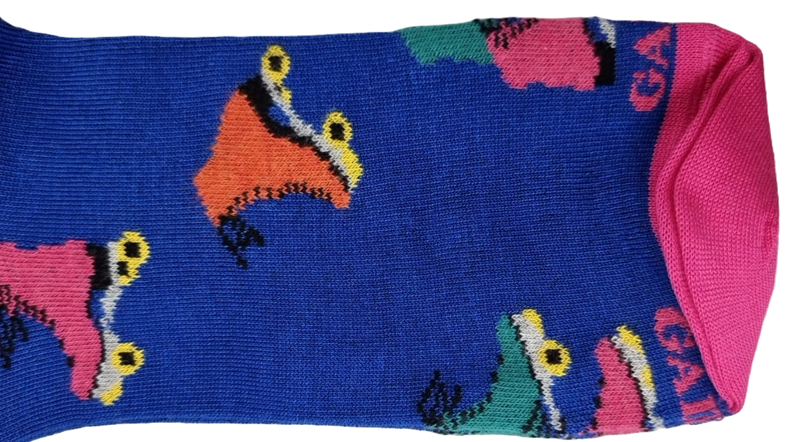 Calze Lunghe Uomo Gallo - Fantasia Pattini a rotelle - Blu cobalto/fucsia