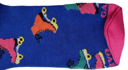 Calze Lunghe Uomo Gallo - Fantasia Pattini a rotelle - Blu cobalto/fucsia