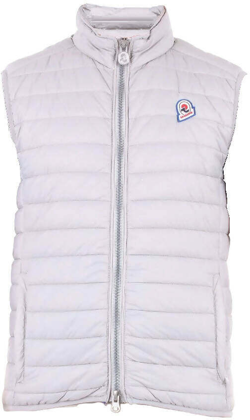 Smanicato uomo Invicta Gilet Piumino ICON con cappuccio, beige con interno denim, moda uomo, abbigliamento gilet.