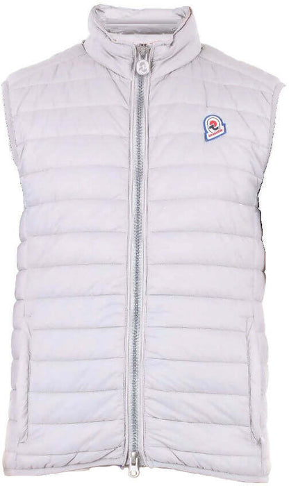Smanicato uomo Invicta Gilet Piumino ICON con cappuccio, beige con interno denim, moda uomo, abbigliamento gilet.