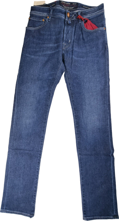 Jeans uomo Jacob Cohen J688 Comfort in denim stretch con 5 tasche, stile italiano, moda uomo, abbigliamento denim premium.