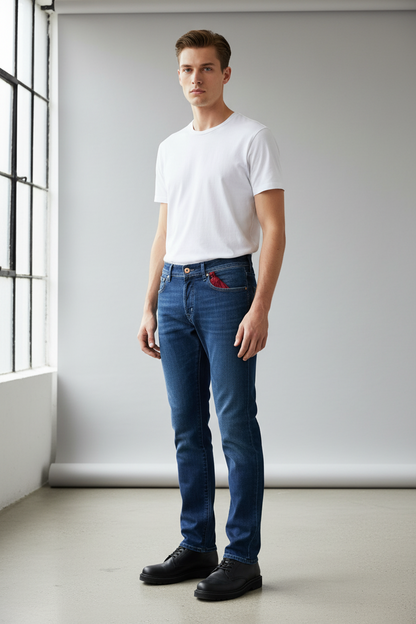 Jeans uomo Jacob Cohen J688 Comfort in denim stretch con 5 tasche, stile italiano e qualità premium.