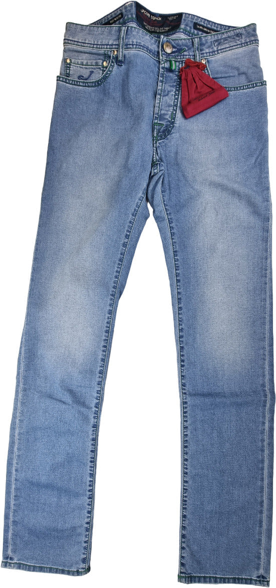 Jeans uomo Jacob Cohen J688 Comfort in denim slavato stretch, cinque tasche, moda uomo, abbigliamento italiano.