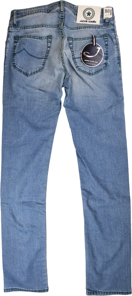 Jeans uomo Jacob Cohen J688 Comfort, 5 tasche, denim slavato chiaro, stretch italiano, abbigliamento moda uomo