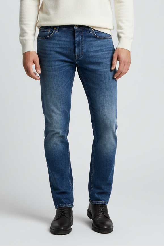 Jeans uomo Jacob Cohen con 5 tasche in denim indaco naturale, abbigliamento di moda per uomo.