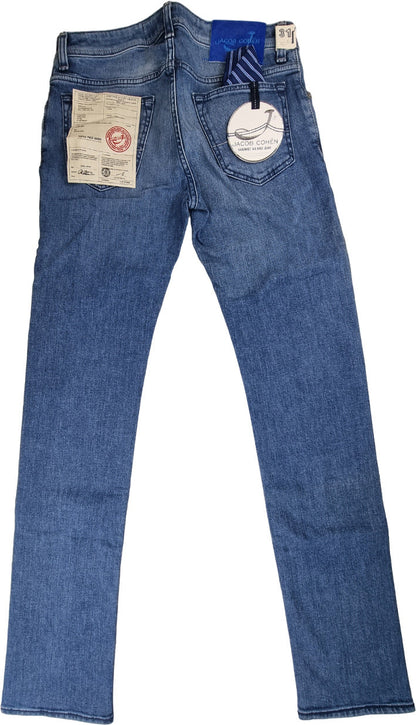 Jeans uomo Jacob Cohen PW688, 5 tasche in denim slavato, stile comfort, abbigliamento moda uomo.