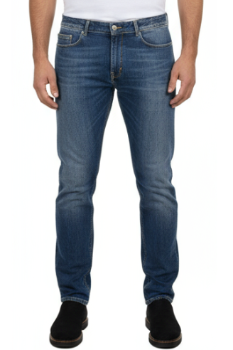 Jeans Uomo PT 05 Slavato 5 Tasche Denim Stretch Blu Chiaro Italiano MC12 indossato modello
