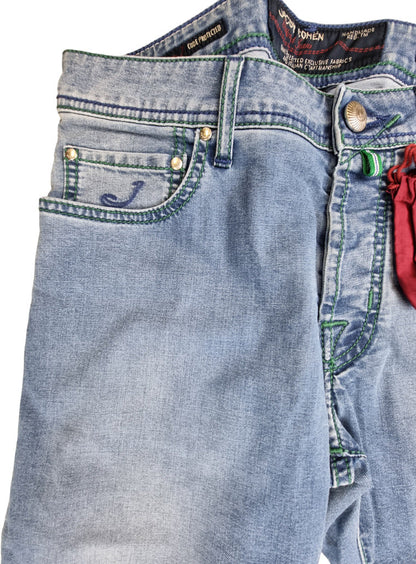 Jeans Uomo Jacob Cohen J688 Comfort - 5 Tasche Denim Slavato Stretch Italiano