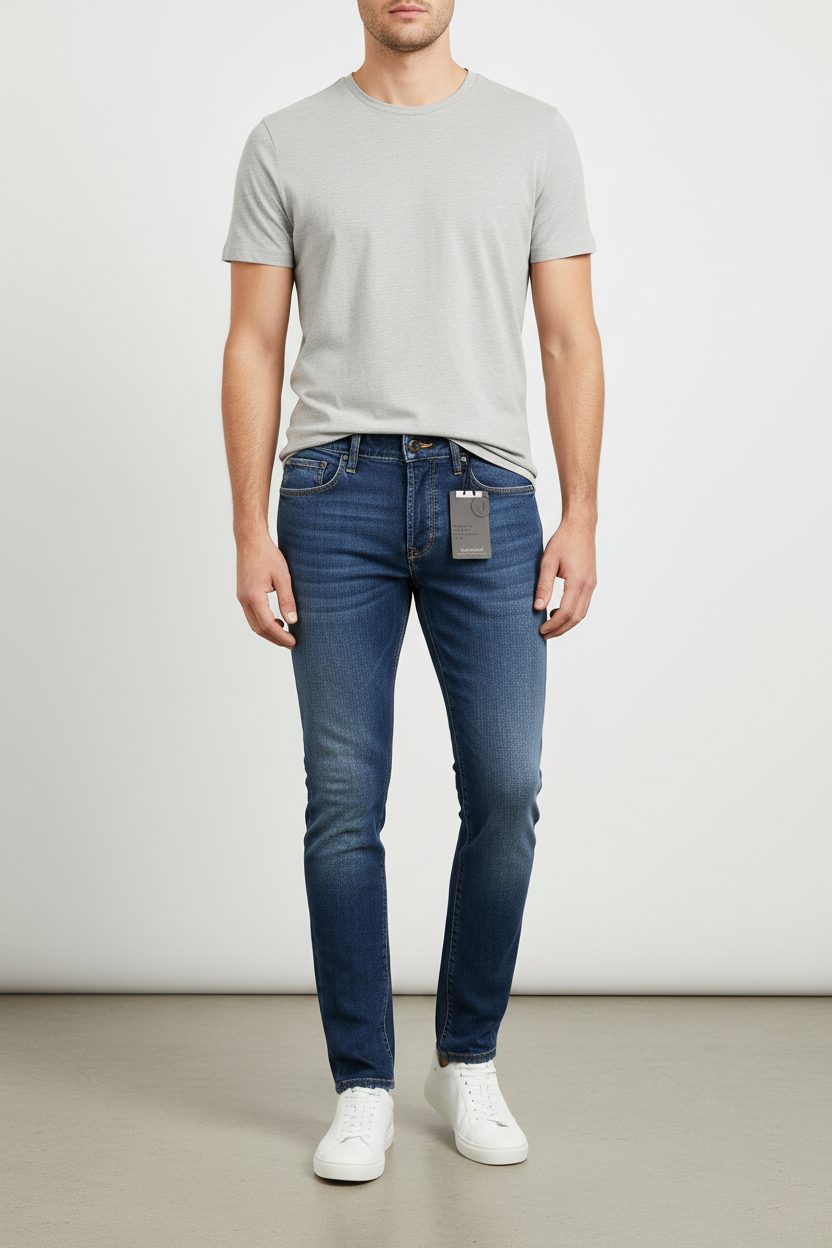 Jeans Uomo Jeckerson - Slim Fit - Denim Slavato 5 Tasche Stretch Italiano