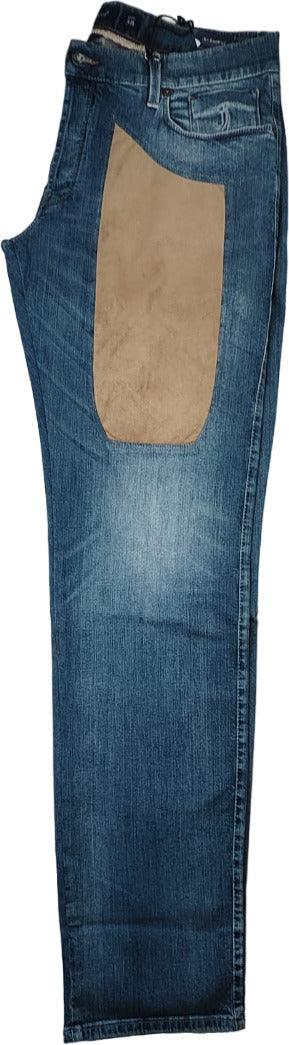 Jeans uomo Jeckerson denim 5 tasche con toppe alcantara