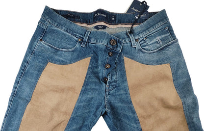 Jeans uomo Jeckerson denim 5 tasche con toppe alcantara