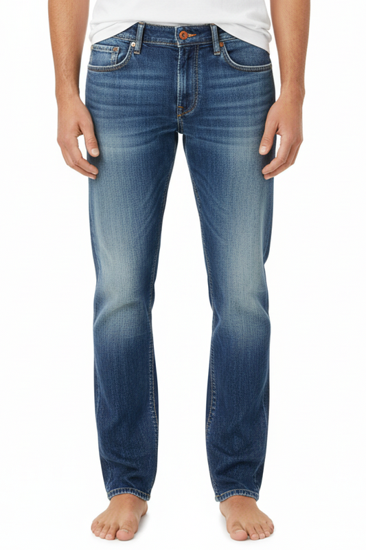 jeans uomo pt05 slavato 5 tasche fronte indossato