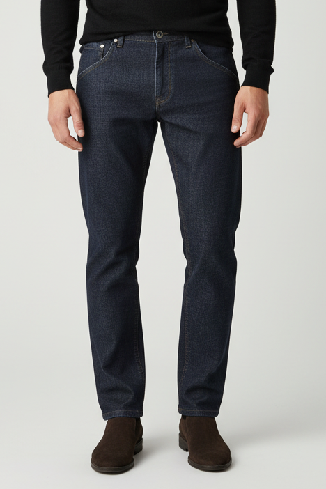 Jeans Uomo Re-Hash - Mariotto Super Slim - Denim Blu Scuro Tasca a Filo Italiano