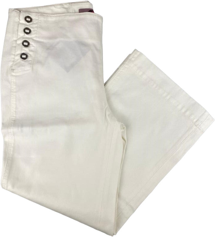 Pantaloni donna Kiltie 3/4 tinta unita bianco, moda donna, abbigliamento pantaloni, dettaglio in tessuto e stile elegante