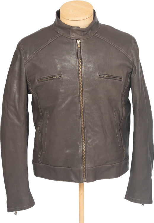 Giubbotto in pelle marrone da uomo L.B.M. 1911, stile classico, dettagli in pelle e vestibilità moderna.