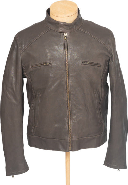 Giubbotto in pelle marrone da uomo L.B.M. 1911, stile classico, dettagli in pelle e vestibilità moderna.
