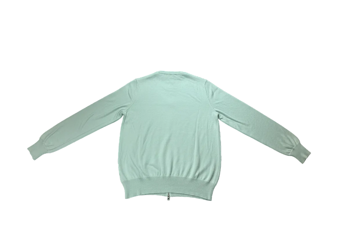 Maglia uomo La Fileria con chiusura lampo, tessuto verde acqua, abbigliamento moda uomo, maglie e maglioni.