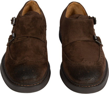 Scarpa uomo Monk Strap Manifatture Etrusche Vivel con doppia fibbia, elegante calzatura in pelle per uomo.
