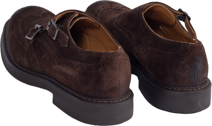 Scarpa uomo Manifatture Etrusche Vivel con doppia fibbia, modello Monk Strap in pelle nera, elegante e di alta qualità.