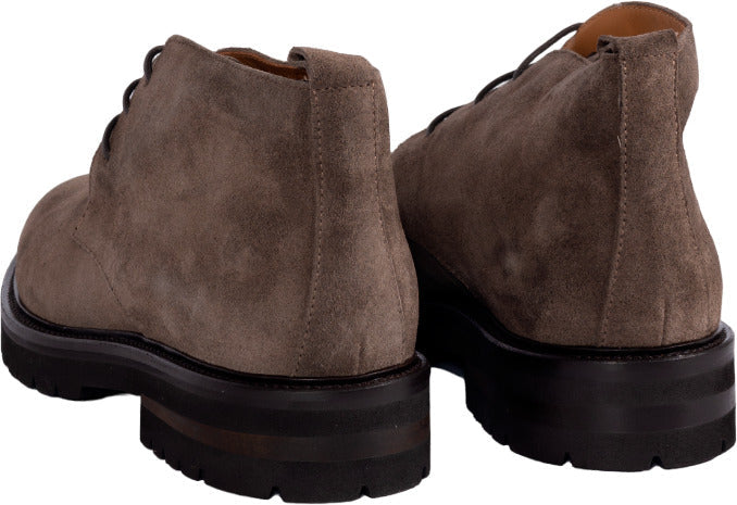 Scarpa uomo Manifatture Etrusche polacchini stringati bassi colore Karibu, grigia, in pelle con suola resistente.