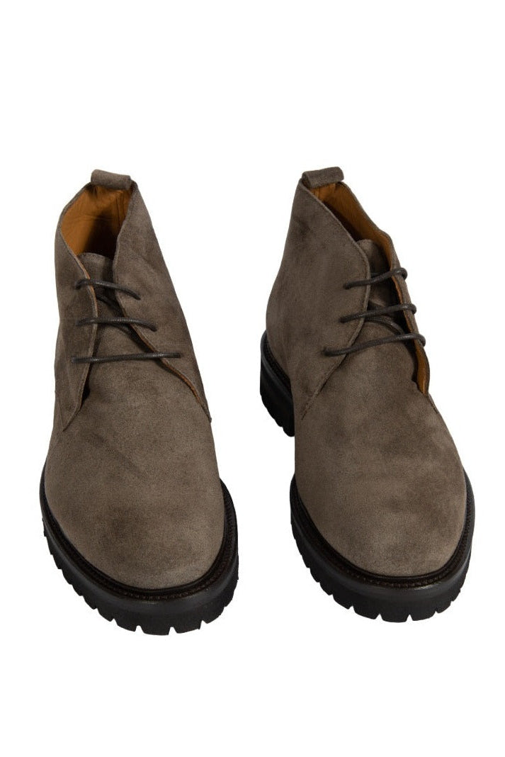 Scarpa uomo Manifatture Etrusche Polacchini colore Karibu, scarpa stringata bassa grigia in pelle per uomo.