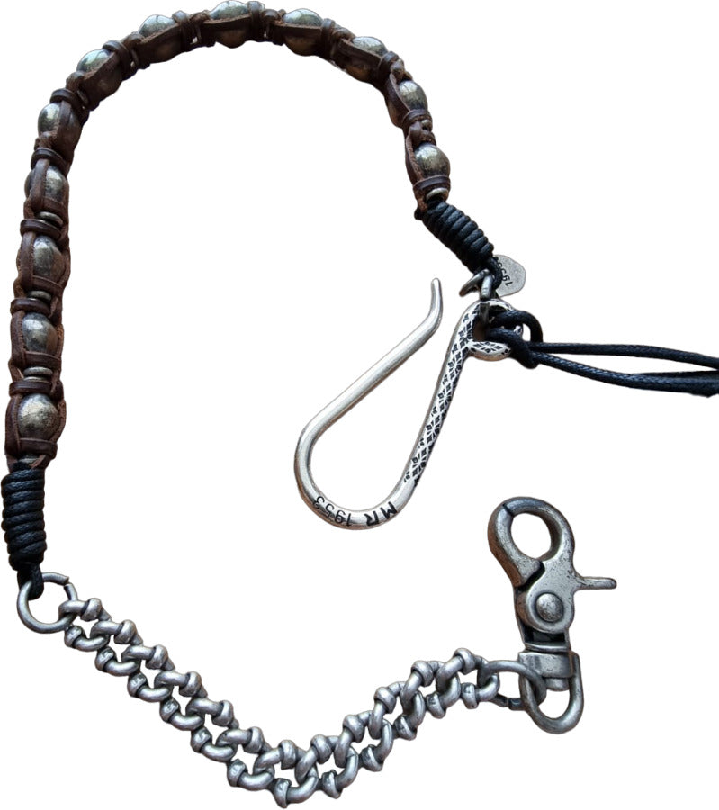 Portachiavi ad anello e catena Minoronzoni Vintage, accessori moda uomo con design classico e dettagli eleganti.