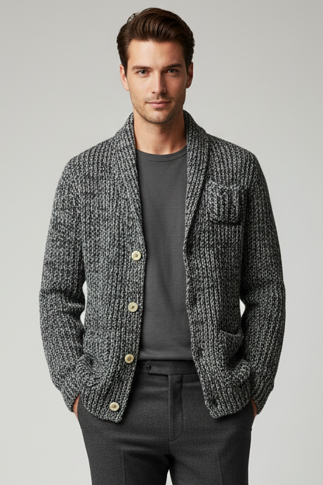 Modello che indossa cardigan grigio melange