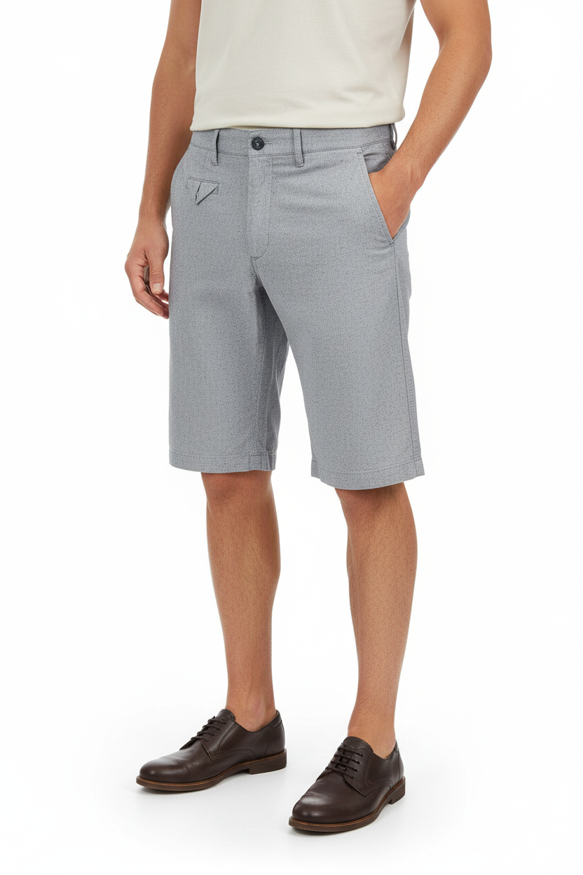 Bermuda uomo Montezemolo in tessuto grigio, pantaloncini di moda per uomo, dettaglio della tasca e taglio elegante