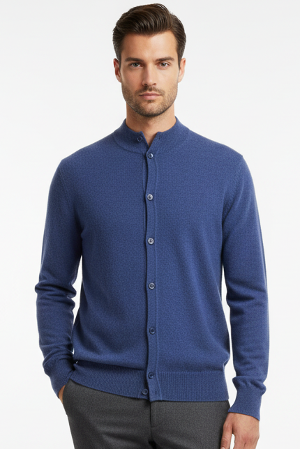 Cardigan uomo Navy Blu con bottoni, maglia elegante in abbigliamento moda uomo, colore blu elettrico.
