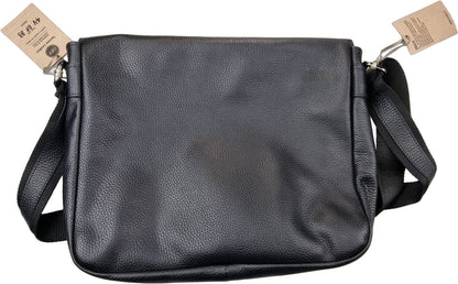 Borsa uomo OFFBAG in pelle nera con tracolla, stile moda uomo, borsa a spalla elegante e funzionale
