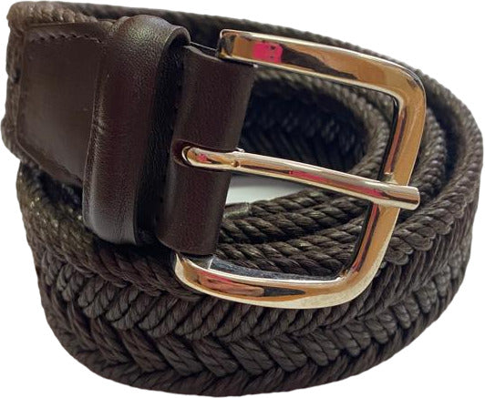 Orciani Men's Belt - Braided Loop - Dark Brown
