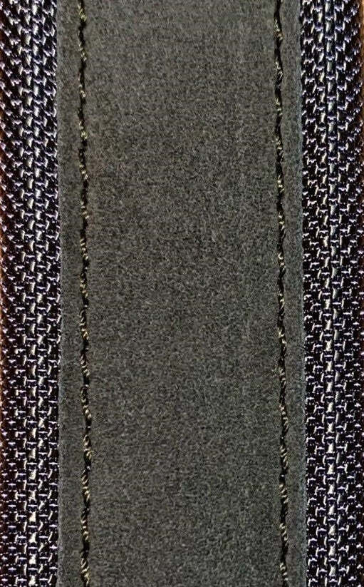 Cintura uomo Orciani Amalfi in suede e nylon, colore Loden/antracite, accessorio moda uomo con fibbia elegante e design moderno