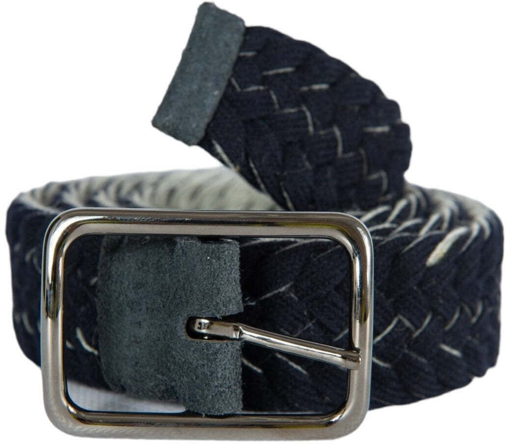 Cintura uomo Orciani doppio volto in lana e suede, blu notte, accessorio moda uomo con lavorazione double face.
