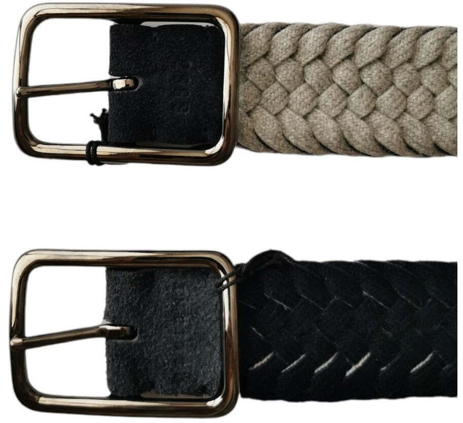 Cintura uomo Orciani double face in lana e suede, blu notte, accessori moda uomo, cinturina elegante e versatile.
