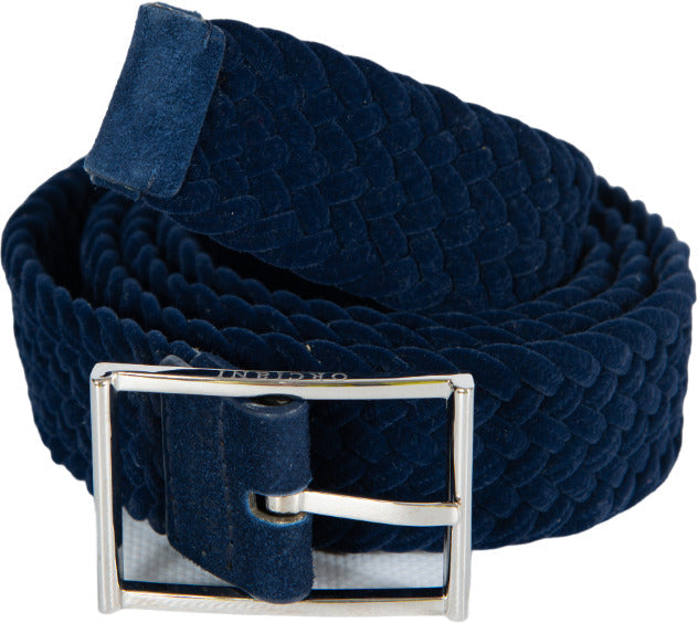 Cintura da uomo Orciani Alpine intrecciata in tessuto blu, accessorio di moda uomo con dettagli eleganti e stile sofisticato