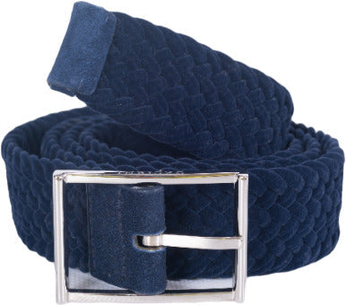 Cintura uomo Orciani Alpine intrecciata in pelle blu, accessorio moda uomo con dettagli eleganti e finitura artigianale.