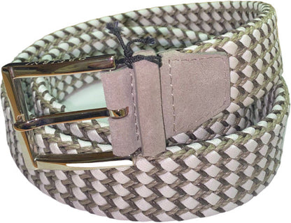 Cintura uomo Orciani intrecciata in pelle bianca, accessorio moda uomo, dettagli intrecciati eleganti e di qualità.