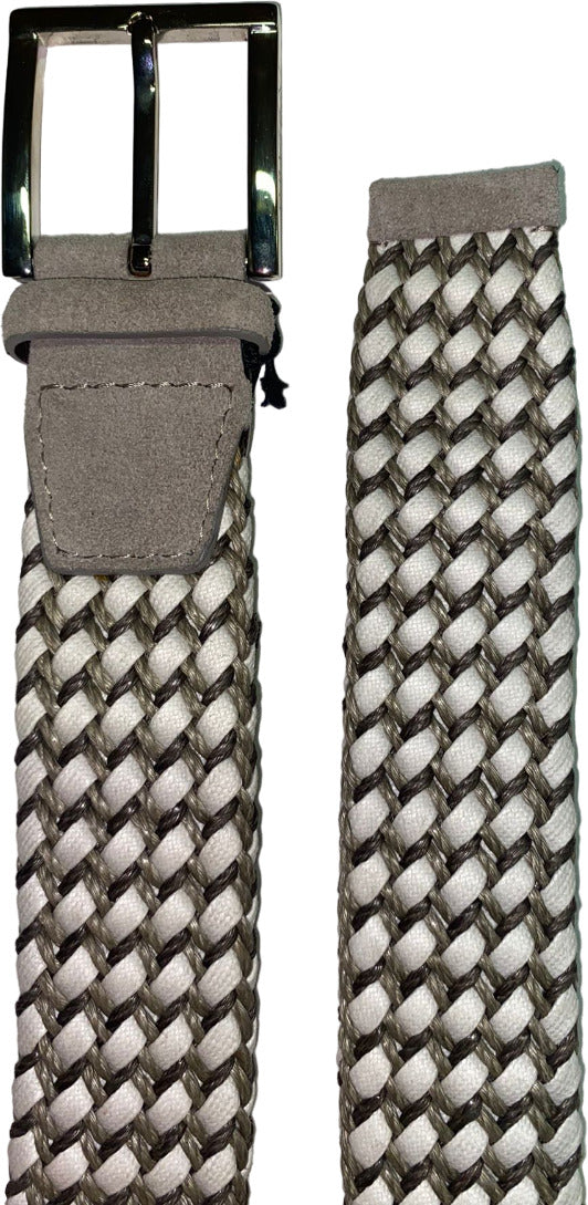 Cintura uomo Orciani intrecciata in pelle bianca, accessorio di moda con design elegante e dettagli intrecciati.