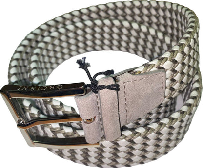 Cintura uomo Orciani intrecciata in pelle bianca, accessorio moda per uomo, con dettagli di stile elegante.