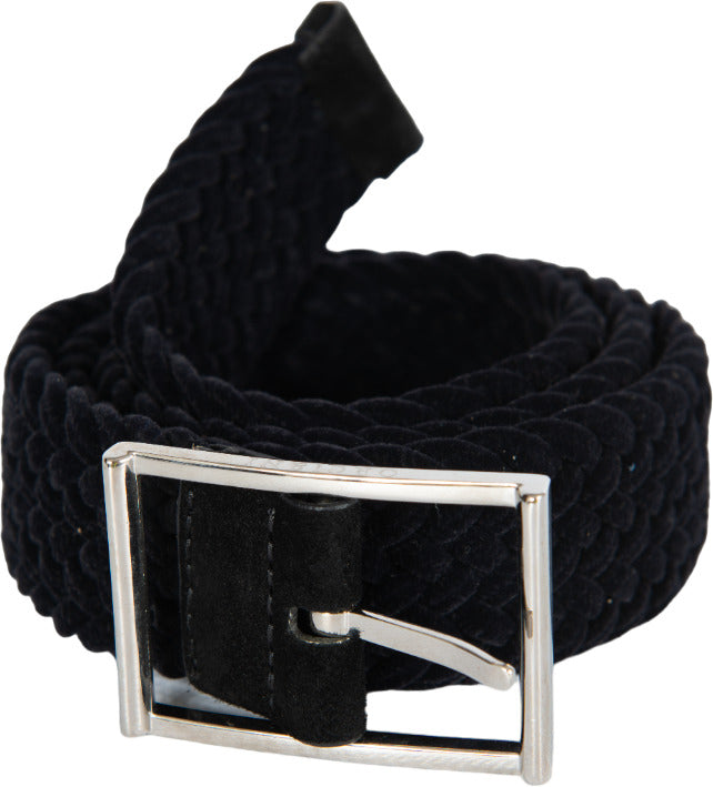 Cintura uomo Orciani nera intrecciata in pelle, accessorio moda uomo con dettagli eleganti e stile sofisticato.