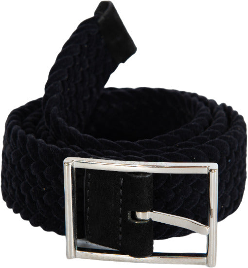 Cintura uomo Orciani nera intrecciata in pelle, accessorio di moda elegante per uomo.
