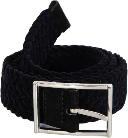 Cintura uomo Orciani nera intrecciata in pelle, accessorio di moda elegante per uomo.