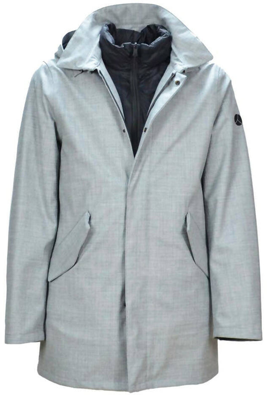 Parka Uomo People of Shibuya HACHIKO - Grigio Cappuccio Removibile Piumino 2in1