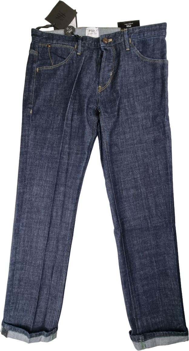 Jeans uomo PT 05 Denim Reggae tapered fit, pantaloni in denim blu con vestibilità tapered, moda uomo elegante e casual