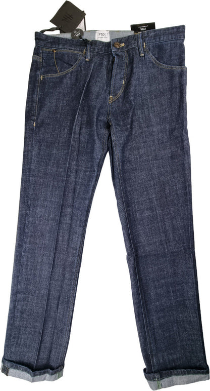 Jeans uomo PT 05 Denim Reggae tapered fit, pantaloni in denim blu con vestibilità tapered, moda uomo elegante e casual