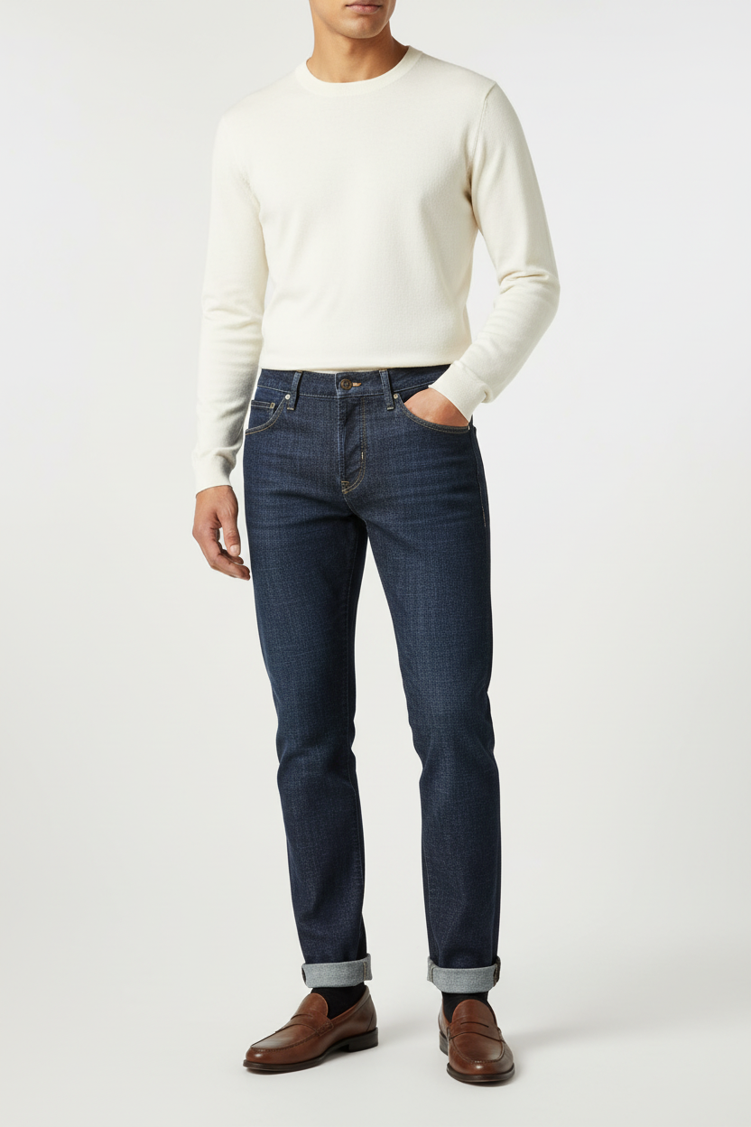 Jeans uomo PT 05 Denim Reggae tapered fit, pantaloni in denim blu con vestibilità aderente e dettagli classici.