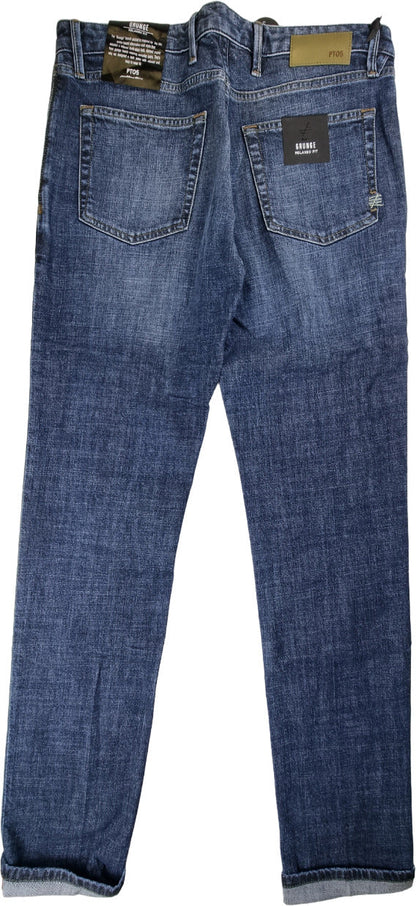 Jeans uomo PT 05 in denim grunge relaxed fit con tasca a filo, vestibilità comoda e stile casual.