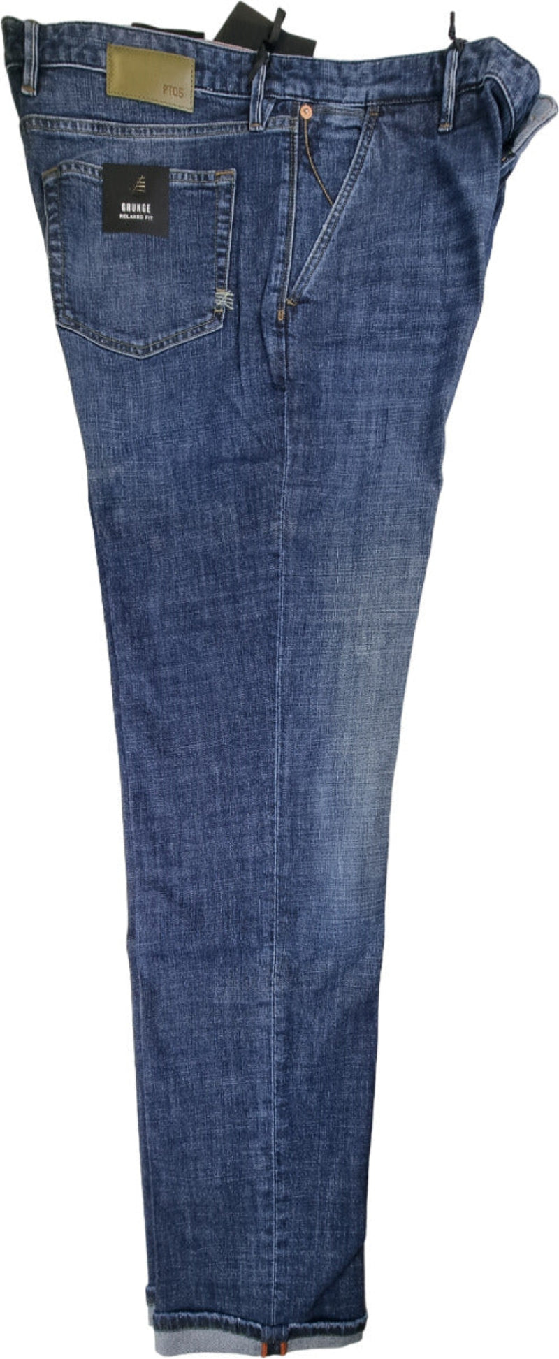 Jeans uomo PT 05 in denim grunge relaxed fit con tasca a filo, moda uomo, abbigliamento casual e comodo