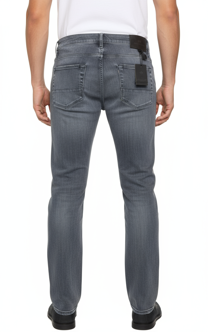 Jeans uomo PT 05 Traveller denim grigio, pantaloni in denim grigio con dettagli di moda, vista frontale.