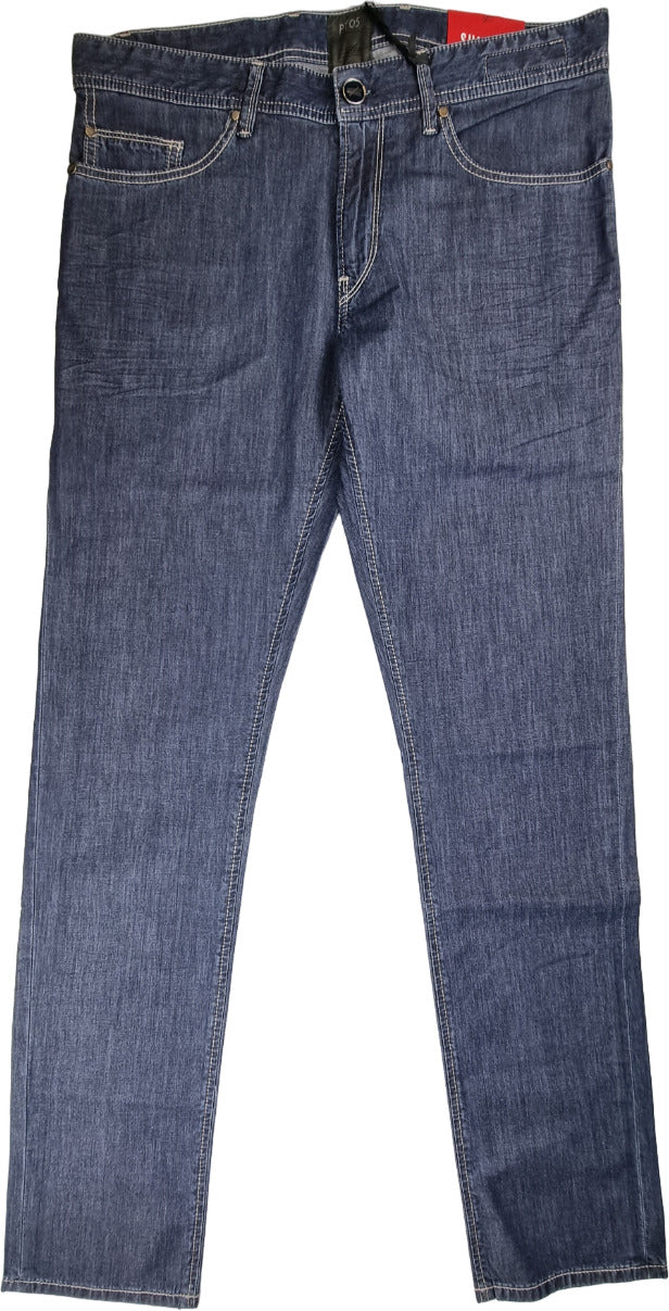 Jeans uomo PT 05 Summer Denim con 5 tasche, leggero stretch blu e tonalità grigia, moda uomo abbigliamento denim.